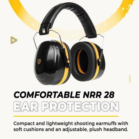 TradeSmart Shooting Ear Protection for Gun Range, NRR 28 Earmuffs & Eyewear | Stay comfortable: safety-glass arms sit beneath soft cushions; anti-fog UV400 lenses help stay clear, and muffs fold down. in Saudi Arabia