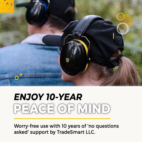 TradeSmart Shooting Ear Protection for Gun Range, NRR 28 Earmuffs & Eyewear | Stay comfortable: safety-glass arms sit beneath soft cushions; anti-fog UV400 lenses help stay clear, and muffs fold down. in Saudi Arabia