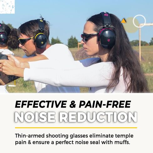 TradeSmart Shooting Ear Protection for Gun Range, NRR 28 Earmuffs & Eyewear | Stay comfortable: safety-glass arms sit beneath soft cushions; anti-fog UV400 lenses help stay clear, and muffs fold down. in Saudi Arabia