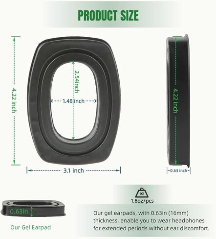 Gel Earpad Cushions Fit for Howard Leight Impact Sport Earmuffs | for Howard Leight by Honeywell Impact Sport, Impact Pro, Sync, Lightning; ZOHAN EM054; Awesafe; PROHEAR 030, 036, 016 in Saudi Arabia