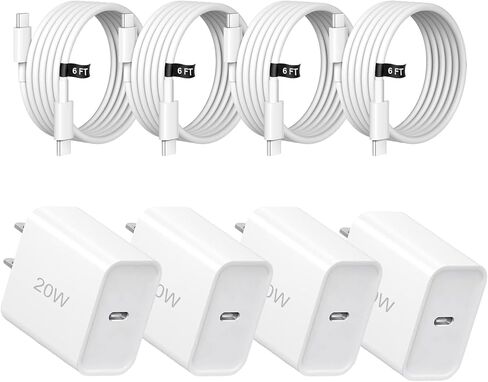 20W Fast Charger,3 Pack USB-C Port Charger with Type c-c Cable | for i Phone 17/16/15, i Pad and More (3 pack white) in Saudi Arabia