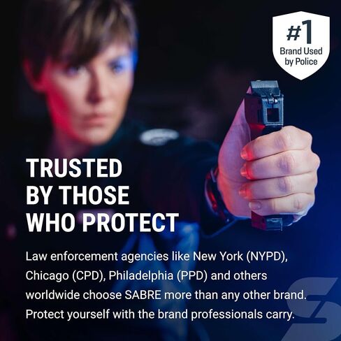 Sabre SMART Pepper Spray 2.0 w/Emergency Location Alerts, Maximum Police Strength OC Spray, Up to 3X Protection, 10 Second Spray Time, Fast Flip Top, Finger Grip, Up to 14 ft Range, App Connectivity in Saudi Arabia