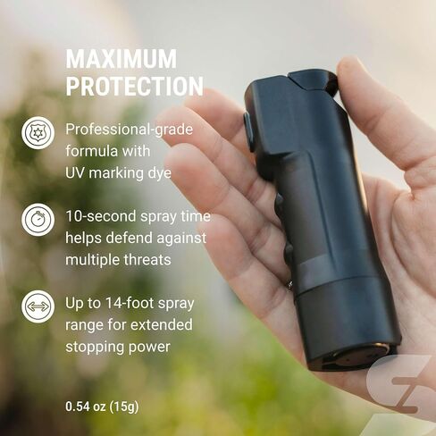 Sabre SMART Pepper Spray 2.0 w/Emergency Location Alerts, Maximum Police Strength OC Spray, Up to 3X Protection, 10 Second Spray Time, Fast Flip Top, Finger Grip, Up to 14 ft Range, App Connectivity in Saudi Arabia