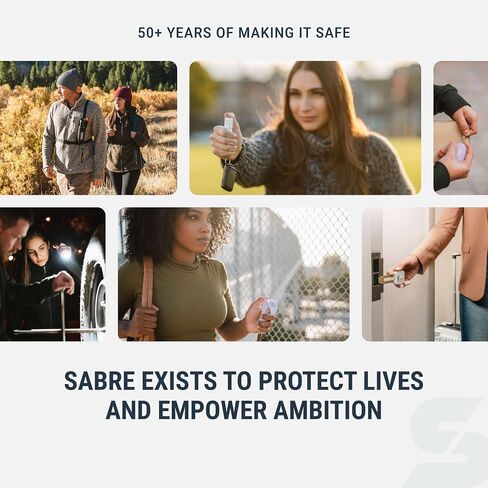 Sabre SMART Pepper Spray 2.0 w/Emergency Location Alerts, Maximum Police Strength OC Spray, Up to 3X Protection, 10 Second Spray Time, Fast Flip Top, Finger Grip, Up to 14 ft Range, App Connectivity in Saudi Arabia