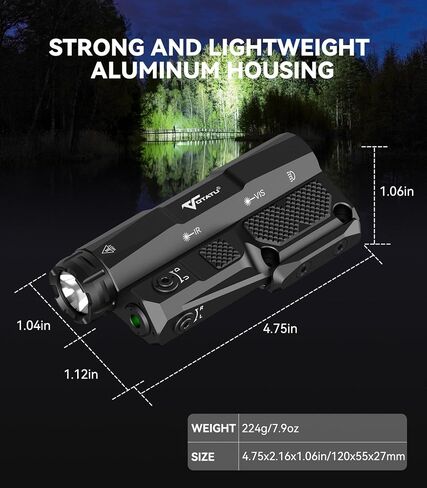 VOTATU MDL-IG 3000 Lumens Tactical Flashlight Laser Combo for Rifle, Green Laser/Light/IR Laser Sight Built-in Pressure Pad Switch, Compatible with M-LOK & Picatinny Rail in Saudi Arabia