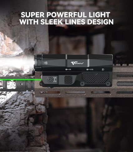 VOTATU MDL-IG 3000 Lumens Tactical Flashlight Laser Combo for Rifle, Green Laser/Light/IR Laser Sight Built-in Pressure Pad Switch, Compatible with M-LOK & Picatinny Rail in Saudi Arabia