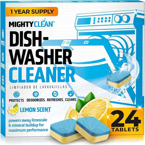 Dishwasher Cleaner And Deodorizer 24 Pack - 1 Year Supply Deep Clean Dishwasher Cleaner Tablets, Septic Safe Dishwasher Cleaning Tablets, Dish Washer Cleaner To Remove Limescale, Mineral Buildup, Odor in Saudi Arabia