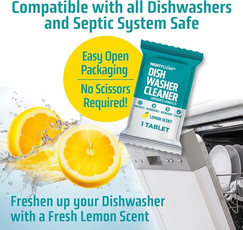 Dishwasher Cleaner And Deodorizer 24 Pack - 1 Year Supply Deep Clean Dishwasher Cleaner Tablets, Septic Safe Dishwasher Cleaning Tablets, Dish Washer Cleaner To Remove Limescale, Mineral Buildup, Odor in Saudi Arabia