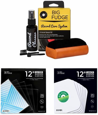 Big Fudge Professional Series Starter Kit: Includes Velvet Vinyl Cleaner Brush, Cleaning Fluid, Stylus Gel, Brush for Velvet and 25x Outer Sleeves, 25x White Inner Sleeves in Saudi Arabia