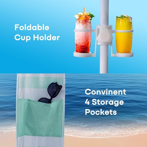 Gorich Beach Cabana with UPF50+ UV Protection, 8x8 FT/10x10 FT Beach Canopy Tent with Side Wall, Easy Setup, Windproof Portable Sun Shelter Shade for Family in Saudi Arabia