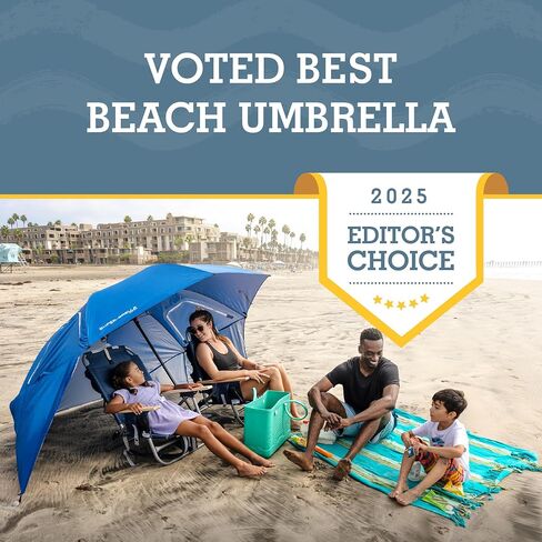 Sport-Brella Super-Brella UPF 50+ Sun and Rain Canopy Umbrella, 8 Foot Portable Beach Shelter with Side Panels, Wind Flaps with Mesh Windows for Ventilation, and Carry Bag, Blue in Saudi Arabia