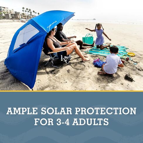Sport-Brella Super-Brella UPF 50+ Sun and Rain Canopy Umbrella, 8 Foot Portable Beach Shelter with Side Panels, Wind Flaps with Mesh Windows for Ventilation, and Carry Bag, Blue in Saudi Arabia