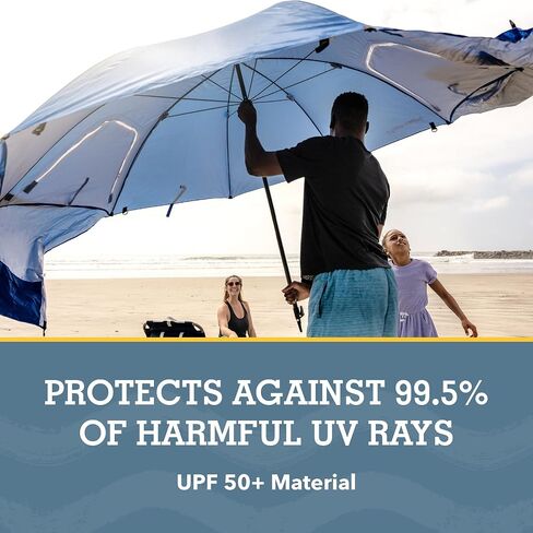 Sport-Brella Super-Brella UPF 50+ Sun and Rain Canopy Umbrella, 8 Foot Portable Beach Shelter with Side Panels, Wind Flaps with Mesh Windows for Ventilation, and Carry Bag, Blue in Saudi Arabia