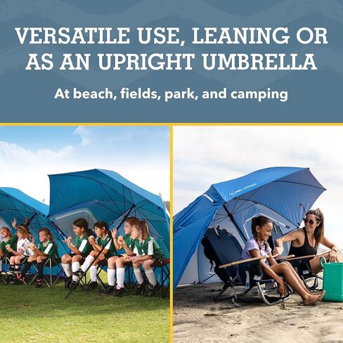 Sport-Brella Super-Brella UPF 50+ Sun and Rain Canopy Umbrella, 8 Foot Portable Beach Shelter with Side Panels, Wind Flaps with Mesh Windows for Ventilation, and Carry Bag, Blue in Saudi Arabia