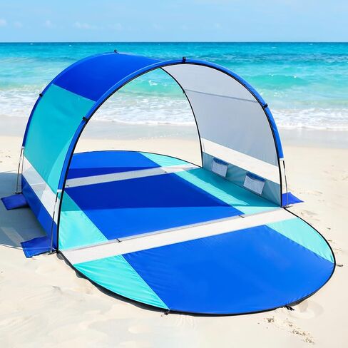 Rhino Valley Beach Tent with Double Zippered Doors, Beach Tent Sun Shelter with UPF50+ UV Protection, Beach Canopy Portable Storage Bag for Beach Camping Fishing, for 2-3 People in Saudi Arabia