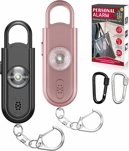 Safe Sound Personal Alarm, 2 Pack 130 dB Loud Siren Song Emergency Security Alarm Keychain with Strobe LED Light, Personal Sound Safety Siren for Women, Men, Children, Elderly in Kuwait