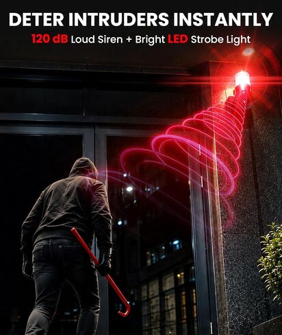 Motion Sensor Security Alarm, PIR Human & Animal Detection Outdoor Warning Alarm, Plug-in Wall Mount Alarm with 120dB Adjustable Loud Siren & LED Red Strobe Light for Home Yard Farm Anti-Theft, AC110V in Saudi Arabia