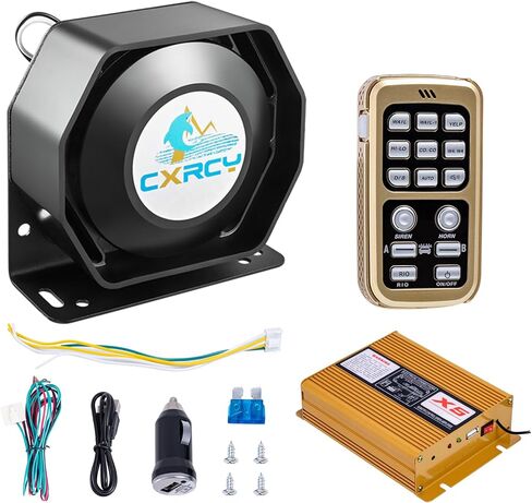CXRCY 12V 200W Police Siren PA System, Wireless Mic, 18 Tones, 120-130dB in Saudi Arabia