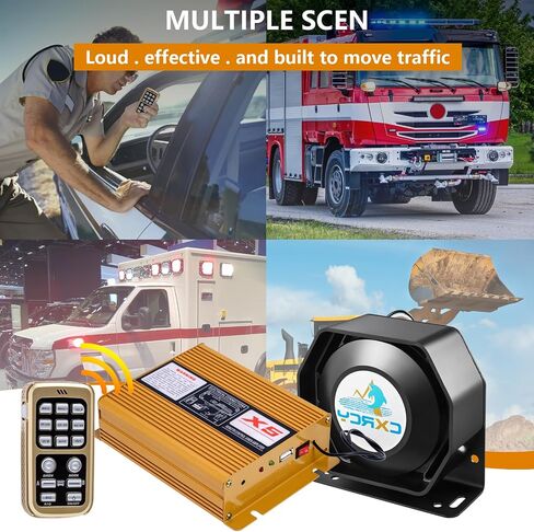 CXRCY 12V 200W Police Siren PA System, Wireless Mic, 18 Tones, 120-130dB in Saudi Arabia