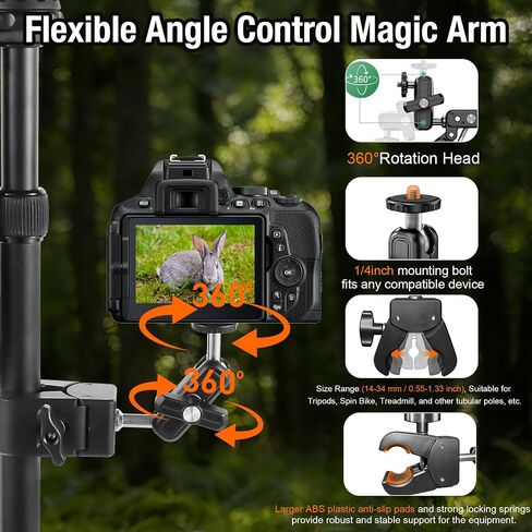 69" Adjustable Rifle Tripod Stand, Aluminum Shooting Tripod with V Yoke Gun Rest, 2 in 1 Hunting Tripod with Flexible Magic Arm for Cellphone and Action Camera, Extra Metal Spike and Carry Bag in Saudi Arabia