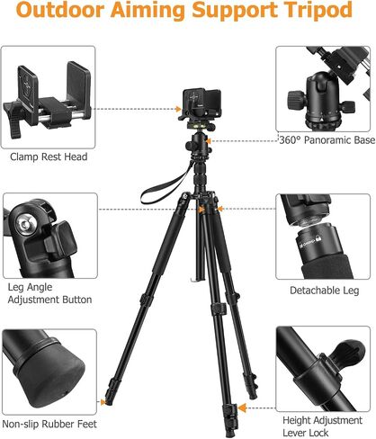 Trakiom Heavy-Duty Adjustable Tripod with Stable Clamp Head for Outdoor | Rotatable Ball Head, Height Adjustable Aluminum Legs, Detachable For Monopods, Non-Slip Feet, With Portable Carry Bag in Saudi Arabia