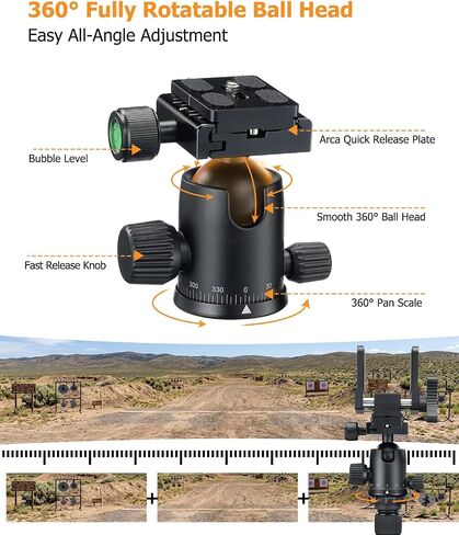 Trakiom Heavy-Duty Adjustable Tripod with Stable Clamp Head for Outdoor | Rotatable Ball Head, Height Adjustable Aluminum Legs, Detachable For Monopods, Non-Slip Feet, With Portable Carry Bag in Saudi Arabia