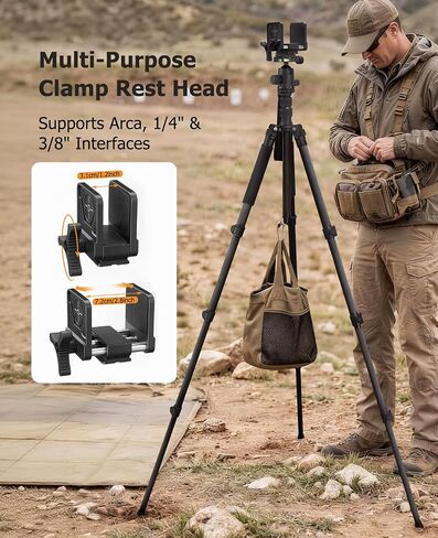 Trakiom Heavy-Duty Adjustable Tripod with Stable Clamp Head for Outdoor | Rotatable Ball Head, Height Adjustable Aluminum Legs, Detachable For Monopods, Non-Slip Feet, With Portable Carry Bag in Saudi Arabia