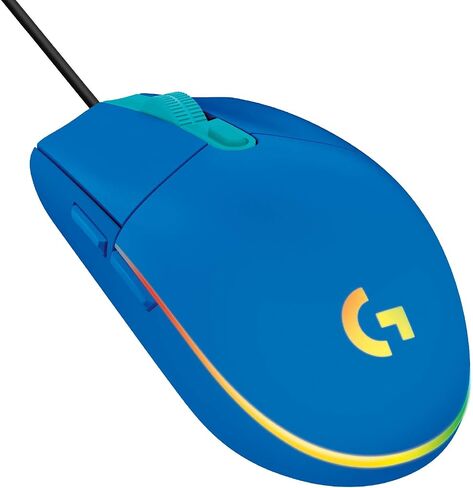 Logitech G203 Wired Gaming Mouse, 8,000 DPI, Rainbow Optical Effect LIGHTSYNC RGB, 6 Programmable Buttons, On-Board Memory, Screen Mapping, PC/Mac Computer and Laptop Compatible - Blue (Renewed) in Kuwait