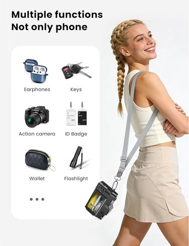 2Pcs Adjustable Phone Lanyard with Pads, Crossbody Phone Strap(Black+White) | Thickened Metal Hook & D-Ring, Longer Style(21.5" to 30.5"), Anti-Theft, Anti-Dropped, Gift, for iPhone 16, Smartphone,Travel in Saudi Arabia