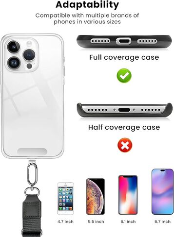 2Pcs Adjustable Phone Lanyard with Pads, Crossbody Phone Strap(Black+White) | Thickened Metal Hook & D-Ring, Longer Style(21.5" to 30.5"), Anti-Theft, Anti-Dropped, Gift, for iPhone 16, Smartphone,Travel in Saudi Arabia
