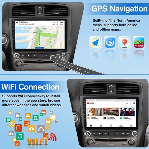 Car Radio Stereo for Lexus IS250 IS300 IS200 IS220 IS350 2005-2012 CarPlay | for Lexus IS250 IS300 IS200 IS220 IS350 2005-2012 Wireless CarPlay Android Auto 10-inch Touch Screen Bluetooth WiFi Camera in Kuwait