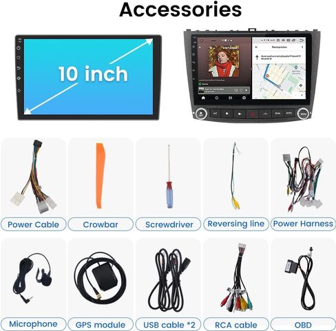 Car Radio Stereo for Lexus IS250 IS300 IS200 IS220 IS350 2005-2012 CarPlay | for Lexus IS250 IS300 IS200 IS220 IS350 2005-2012 Wireless CarPlay Android Auto 10-inch Touch Screen Bluetooth WiFi Camera in Kuwait