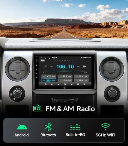 ستيريو راديو السيارة لسيارة Ford F150 2009-2014، Wireless CarPlay Android Auto | شاشة لمس IPS HD مقاس 9 بوصات، وتخزين 64 جيجا، و5G WiFi GPS، وBluetooth FM AM SWC، والتوصيل والتشغيل، وكاميرا احتياطية بدقة 1080 بكسل in Kuwait