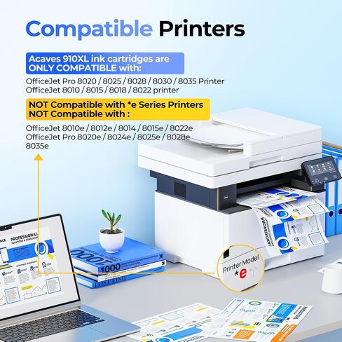 910XL Ink Replacement for HP 910XL Ink Cartridges Combo Pack, 4 Pack | Work for hp OfficeJet 8010, 8012, 8018, 8022, OfficeJet Pro: 8020, 8022, 8025, 8026, 8028, 8030, 8035, Black Color in Saudi Arabia