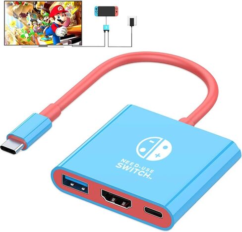 Switch Dock, TV Docking Station for Nintendo Switch/Switch OLED/Steam Deck, 4K@30HZ/1080P@60HZ Portable Switch TV Dock with PD 100W Charging, USB 3.0 Port（3-in-1 in Saudi Arabia