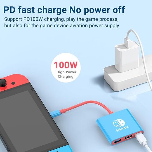 Docking Station for Nintendo Switch, 3-Port USB C Multiport Digital AV Converter Adapter with 4K HDMI USB 3.0 100W Charging Port, Switch Travel Dock with HDMI for MacBook Pro, Dell XPS, HP, etc in Saudi Arabia