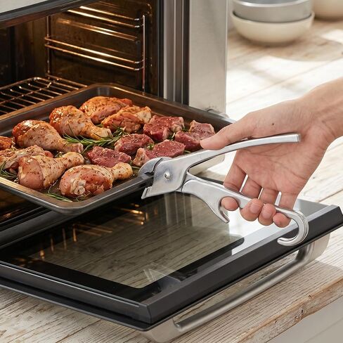 4 Pack Pizza Pan Gripper, Aluminum Hot Plate Grabber Clip for Safe Handling, 7.7 Inch Long Ergonomic Oven Mitt Alternative, Camping Cooking Tools for Baking Dishes, Microwave, and Serving in Saudi Arabia