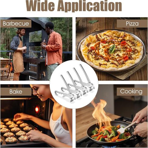 4 Pack Pizza Pan Gripper, Aluminum Hot Plate Grabber Clip for Safe Handling, 7.7 Inch Long Ergonomic Oven Mitt Alternative, Camping Cooking Tools for Baking Dishes, Microwave, and Serving in Saudi Arabia