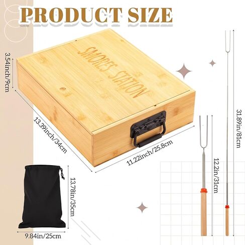 LemonRoad 13.4x11.2x3.5 in Smores Kit Station with Lid & 6 Pcs Sticks in Kuwait