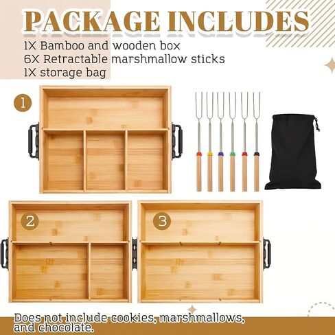 LemonRoad 13.4x11.2x3.5 in Smores Kit Station with Lid & 6 Pcs Sticks in Kuwait