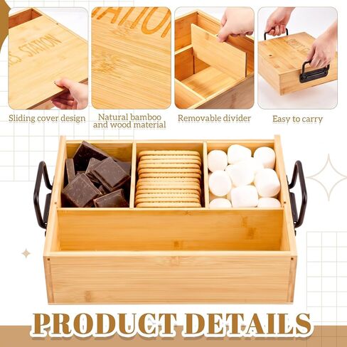 LemonRoad 13.4x11.2x3.5 in Smores Kit Station with Lid & 6 Pcs Sticks in Kuwait