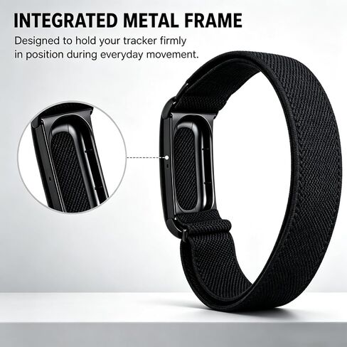 Nylon Bicep Band Compatible with Google Fitbit Air, Adjustable Arm Strap | Soft Breathable Woven Nylon, Adjustable Sliding Buckle, Integrated Metal Frame, Secure Upper-Arm Fit For Men and Women in Kuwait