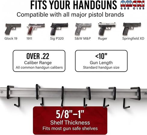 AmeriGun Club Easy Use Gun Hanger Pack of 4 Original Handgun Hangers in Saudi Arabia