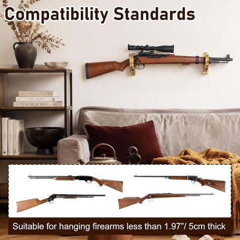 Gun Rack for Wall - Wooden Gun Wall Mount with Foam Padding,Holds 30lb,Single Rifle & Shotgun Display Hanger for Ideal Gift for Fathers,Husbands,Hunters,Brown in Saudi Arabia
