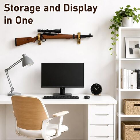Gun Rack for Wall - Wooden Gun Wall Mount with Foam Padding,Holds 30lb,Single Rifle & Shotgun Display Hanger for Ideal Gift for Fathers,Husbands,Hunters,Brown in Saudi Arabia