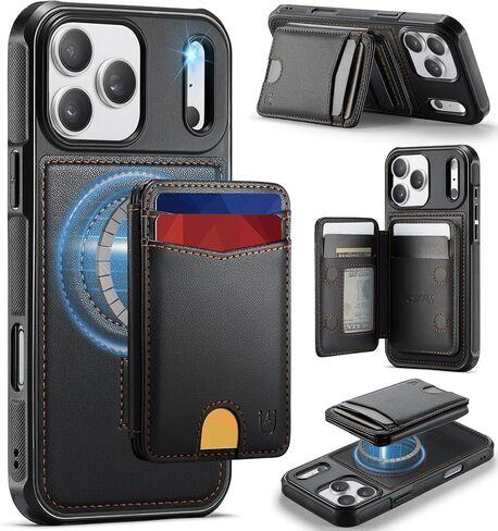 for iPhone 17 Pro Max Wallet Case Compatible with Magsafe, Black | Magnetic RFID Blocking Card Holder, Kickstand, 2 in 1 Detachable, Wireless Charging, PU Leather, for Apple 17 Pro Max 6.9" in Saudi Arabia
