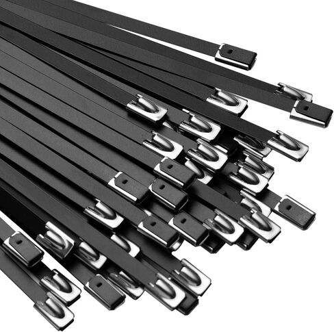 OFFO Black 304 Stainless Steel Zip Ties, 30 PCS 11.8" Metal Cable Ties with Storage Bag, Heavy Duty Self-Locking for Auto Repair, Exhaust Wrap, Pipe Securing, Fence Work, DIY Projects in Saudi Arabia