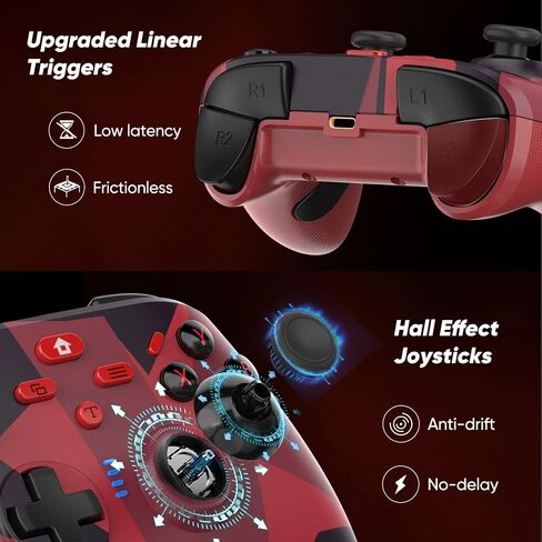 BETMI Wireless Controller for Xbox one/Series X|S/Windows10/11(Black & Red) | 2.4GHz Gaming Gamepad with Hall Effect Joystick, Back Button, Macro/Turbo/Dual Vibration, 3.5mm Audio Jack in Saudi Arabia