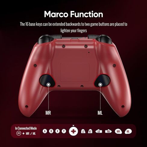 BETMI Wireless Controller for Xbox one/Series X|S/Windows10/11(Black & Red) | 2.4GHz Gaming Gamepad with Hall Effect Joystick, Back Button, Macro/Turbo/Dual Vibration, 3.5mm Audio Jack in Saudi Arabia