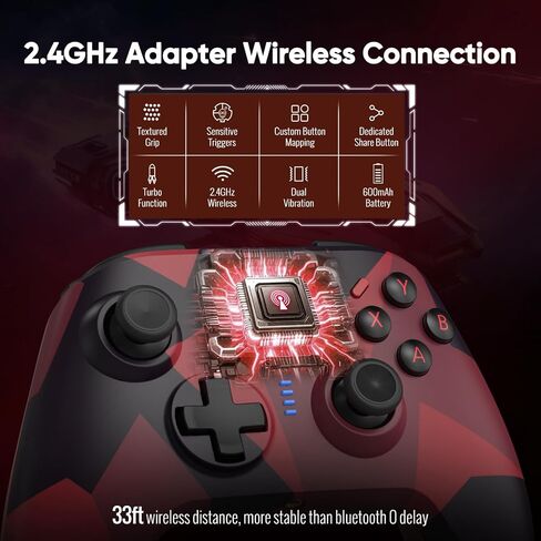 BETMI Wireless Controller for Xbox one/Series X|S/Windows10/11(Black & Red) | 2.4GHz Gaming Gamepad with Hall Effect Joystick, Back Button, Macro/Turbo/Dual Vibration, 3.5mm Audio Jack in Saudi Arabia